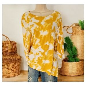 Oversized Bohemian yellow blouse women's size xl